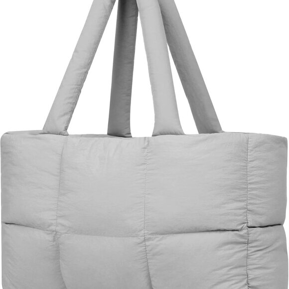 Quilted Puffer Tote Bag Women Lightweight Large Capacity Shoulder Purse - Picture 1 of 8
